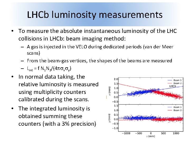 LHCb luminosity measurements • To measure the absolute instantaneous luminosity of the LHC collisions