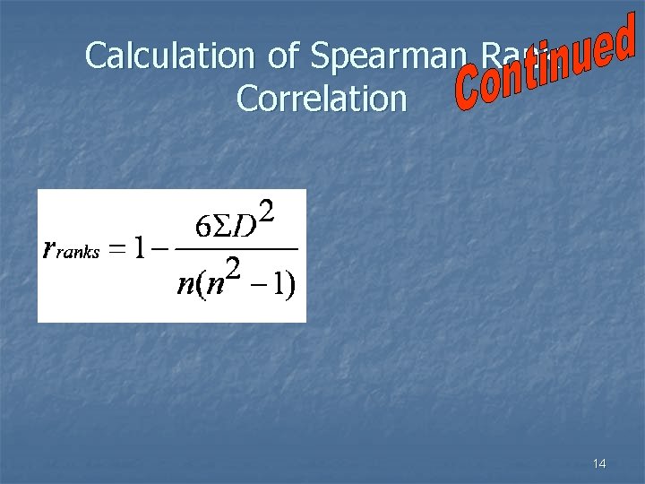 Calculation of Spearman Rank Correlation 14 