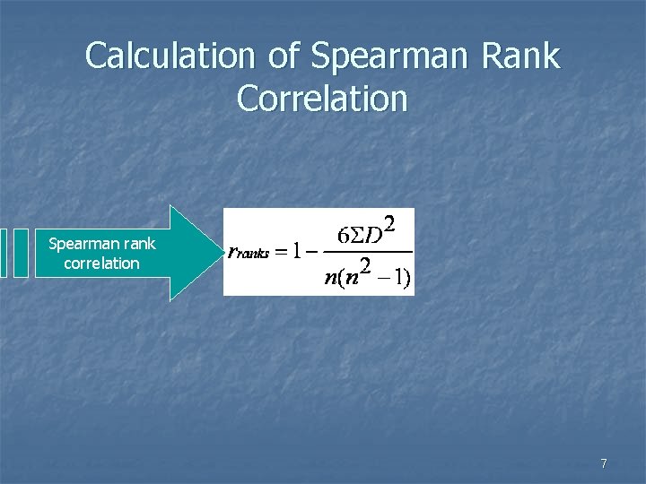 Calculation of Spearman Rank Correlation Spearman rank correlation 7 