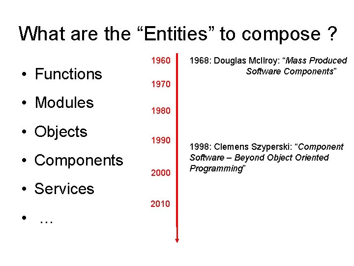 What are the “Entities” to compose ? • Functions • Modules • Objects •