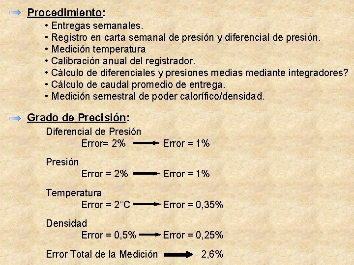 Procedimiento: • Entregas semanales. • Registro en carta semanal de presión y diferencial de