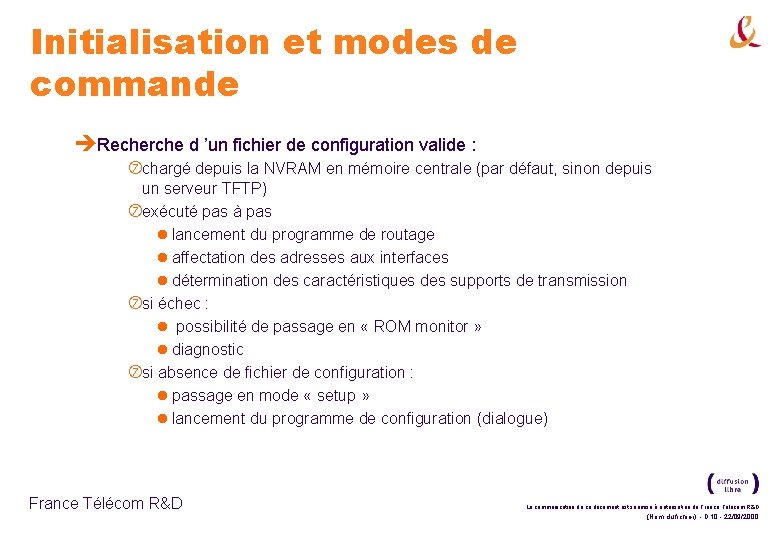 Initialisation et modes de commande èRecherche d ’un fichier de configuration valide : chargé