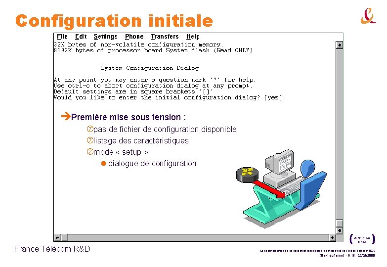 Configuration initiale èPremière mise sous tension : pas de fichier de configuration disponible listage