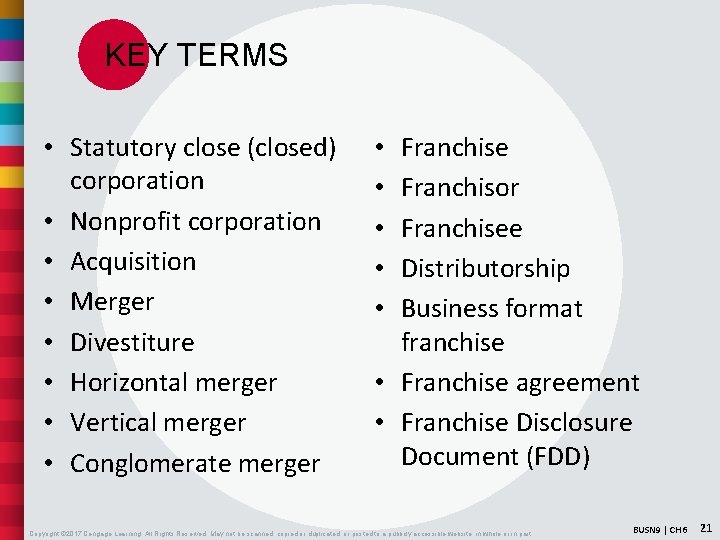 KEY TERMS • Statutory close (closed) corporation • Nonprofit corporation • Acquisition • Merger