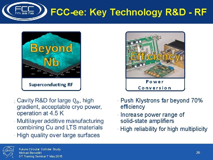 FCC-ee: Key Technology R&D - RF Beyond Nb Efficiency Superconducting RF Power Conversion Push