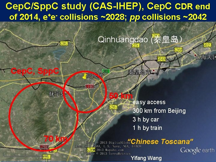 Cep. C/Spp. C study (CAS-IHEP), Cep. C CDR end of 2014, e+e- collisions ~2028;