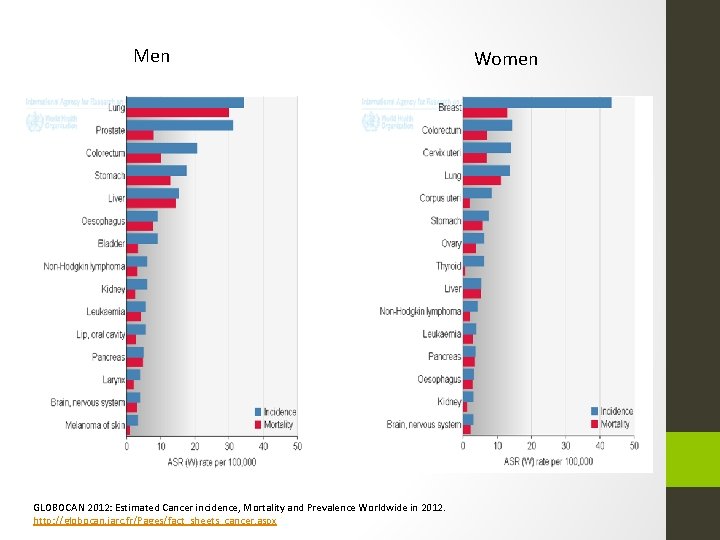 Men GLOBOCAN 2012: Estimated Cancer incidence, Mortality and Prevalence Worldwide in 2012. http: //globocan.
