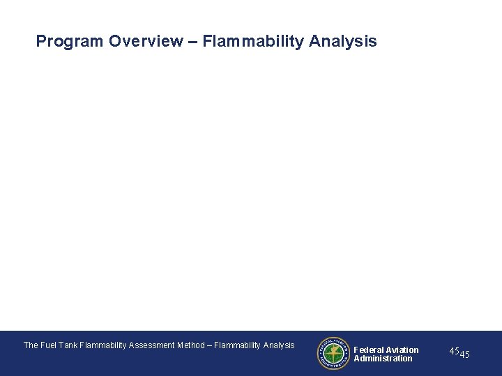 Program Overview – Flammability Analysis The Fuel Tank Flammability Assessment Method – Flammability Analysis