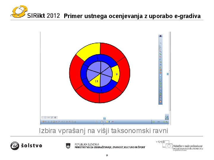 Primer ustnega ocenjevanja z uporabo e-gradiva Izbira vprašanj na višji taksonomski ravni 9 