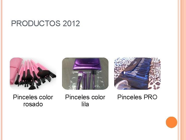 PRODUCTOS 2012 Pinceles color rosado Pinceles color lila Pinceles PRO 