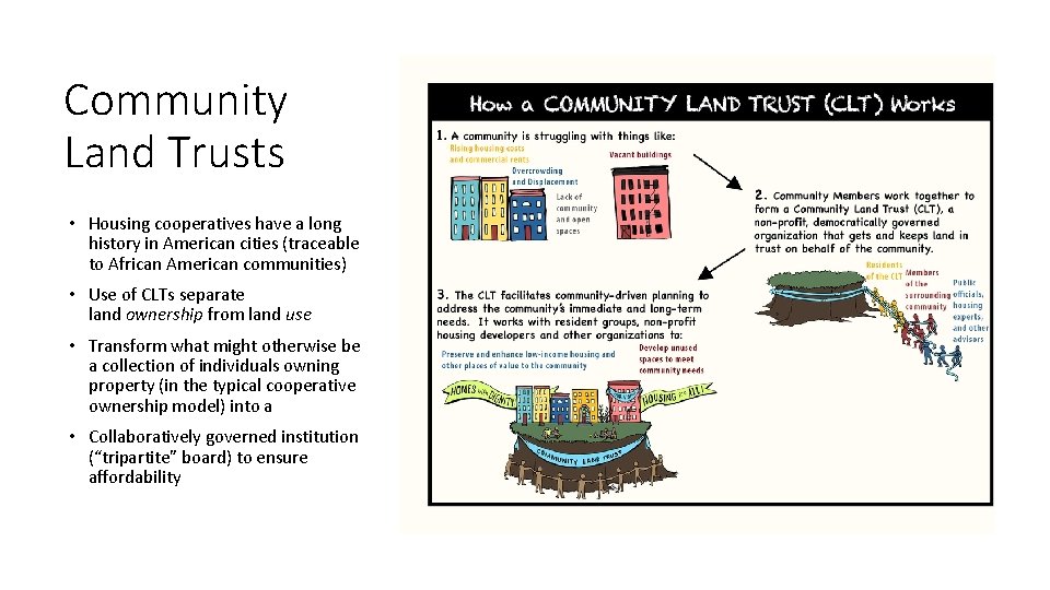 Community Land Trusts • Housing cooperatives have a long history in American cities (traceable