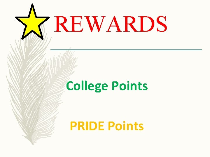 REWARDS College Points PRIDE Points 