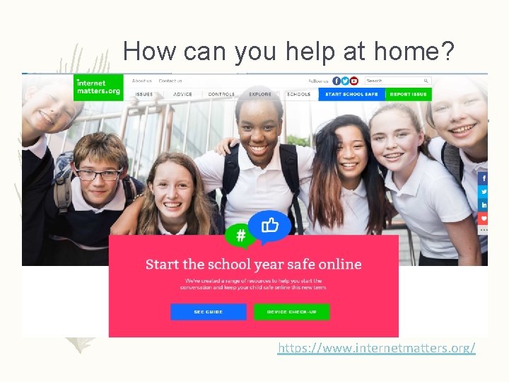 How can you help at home? https: //www. internetmatters. org/ 