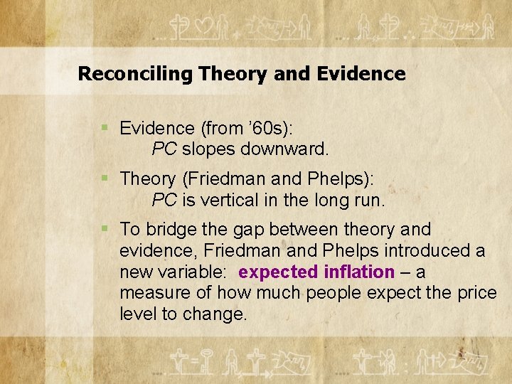 Reconciling Theory and Evidence § Evidence (from ’ 60 s): PC slopes downward. §