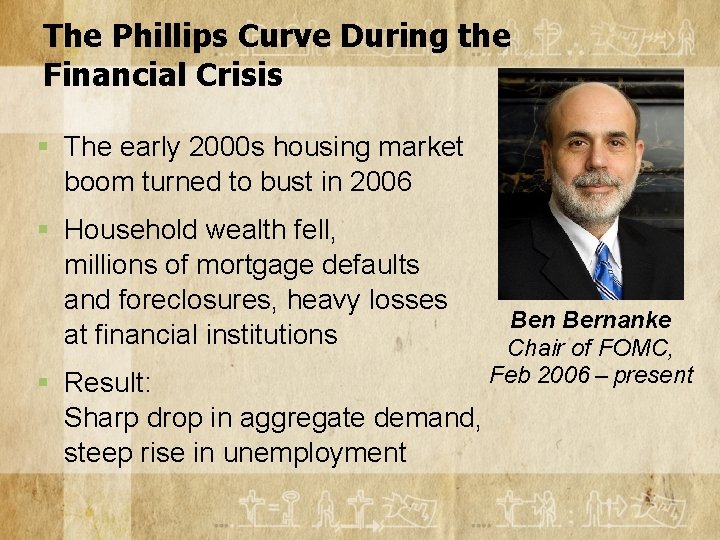 The Phillips Curve During the Financial Crisis § The early 2000 s housing market