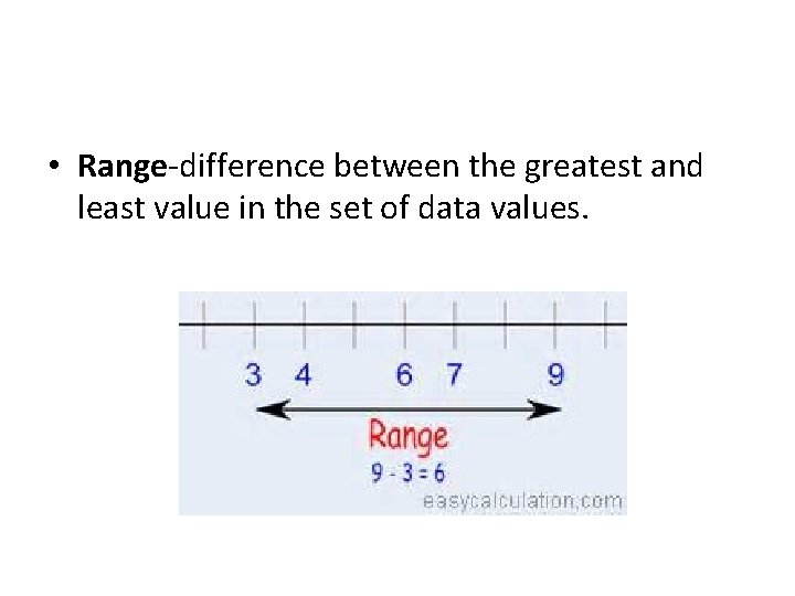  • Range-difference between the greatest and least value in the set of data