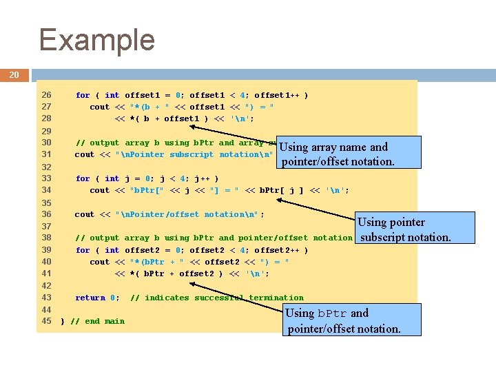 Example 20 26 27 28 for ( int offset 1 = 0; offset 1