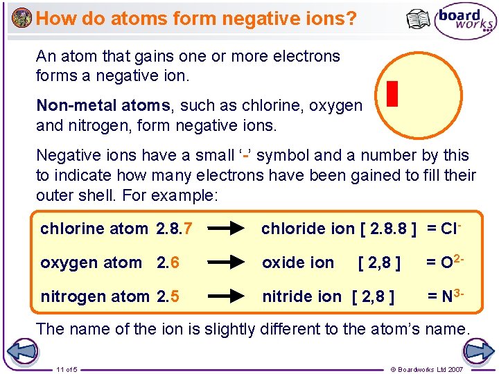 How do atoms form negative ions? An atom that gains one or more electrons