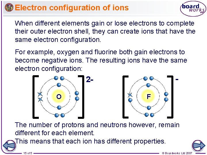 Electron configuration of ions When different elements gain or lose electrons to complete their