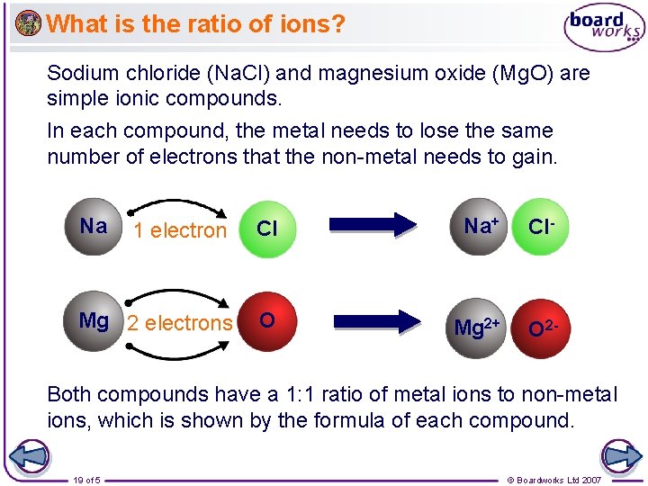 What is the ratio of ions? Sodium chloride (Na. Cl) and magnesium oxide (Mg.