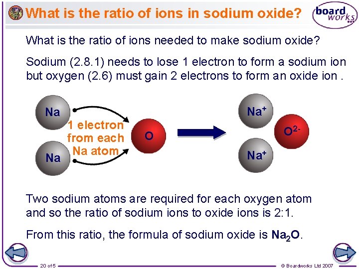 What is the ratio of ions in sodium oxide? What is the ratio of