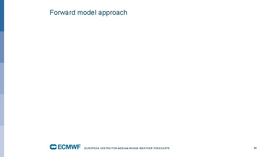 Forward model approach EUROPEAN CENTRE FOR MEDIUM-RANGE WEATHER FORECASTS 30 