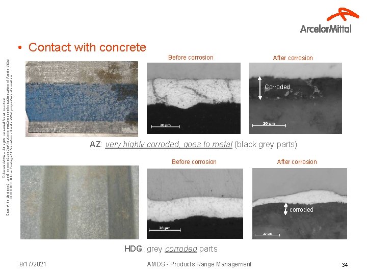  • Contact with concrete © Arcelor. Mittal – All rights reserved for all