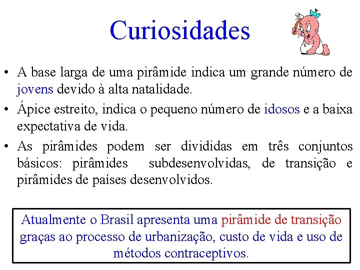 Curiosidades • A base larga de uma pirâmide indica um grande número de jovens