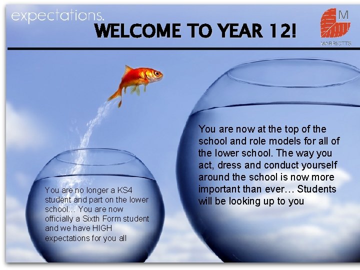 WELCOME TO YEAR 12! You are no longer a KS 4 student and part