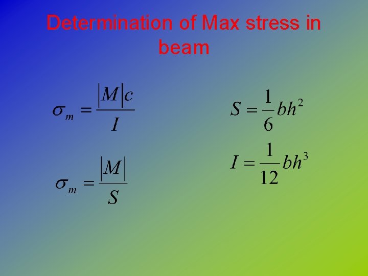 Determination of Max stress in beam 