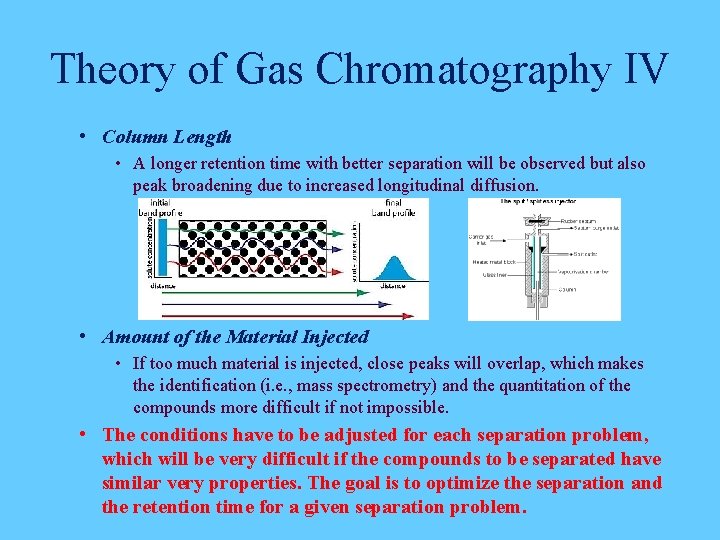 Theory of Gas Chromatography IV • Column Length • A longer retention time with