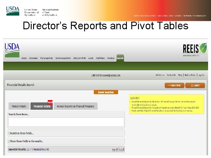 Director’s Reports and Pivot Tables 