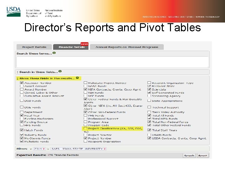 Director’s Reports and Pivot Tables 