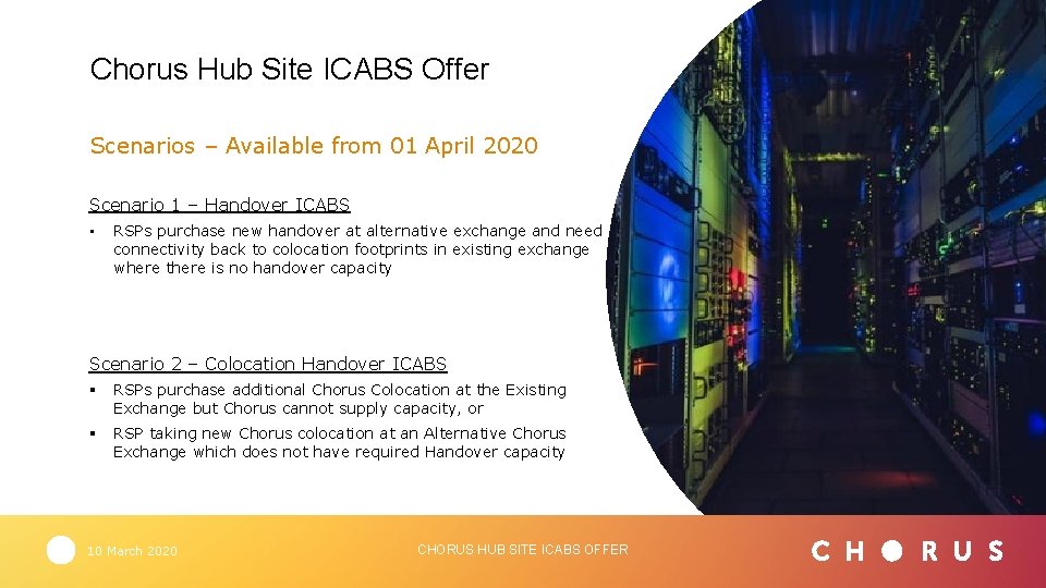 Chorus Hub Site ICABS Offer Scenarios – Available from 01 April 2020 Scenario 1
