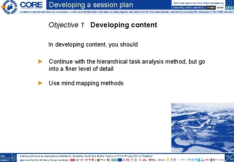 Developing a session plan Objective 1 Developing content In developing content, you should Continue