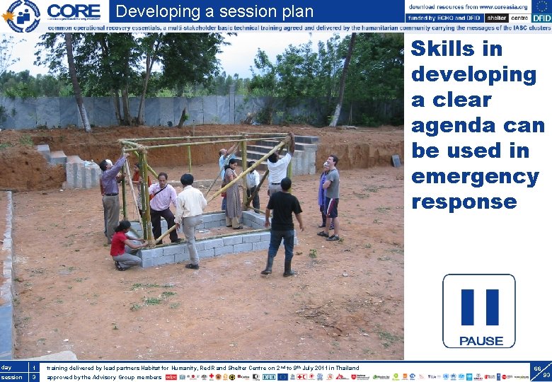 Developing a session plan Skills in developing a clear agenda can be used in