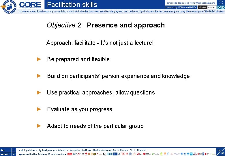 Facilitation skills Objective 2 Presence and approach Approach: facilitate - It’s not just a