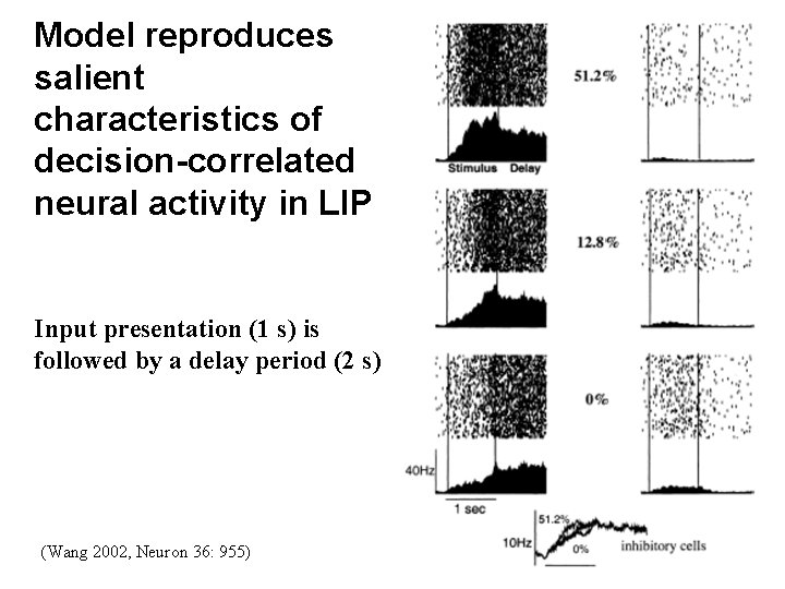 Model reproduces salient characteristics of decision-correlated neural activity in LIP Input presentation (1 s)
