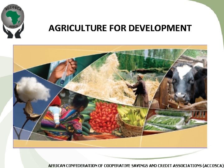 AGRICULTURE FOR DEVELOPMENT 