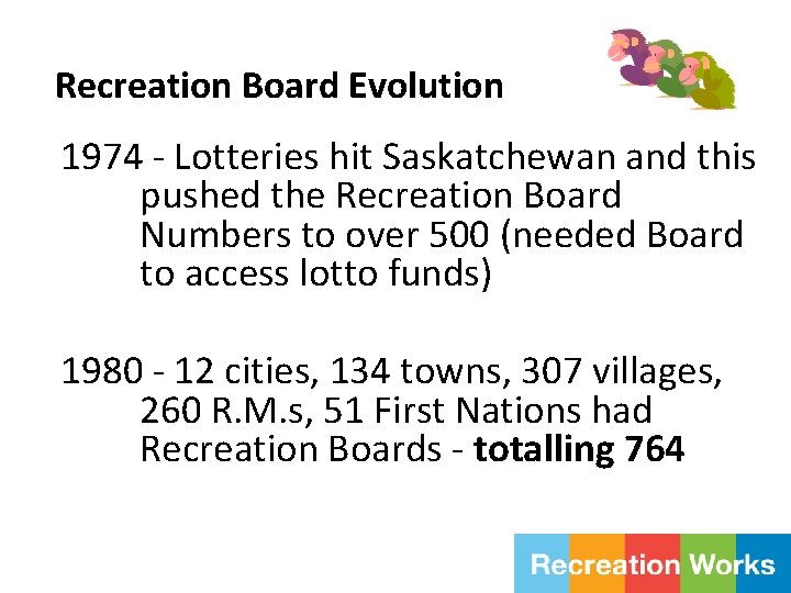 Recreation Board Evolution 1974 - Lotteries hit Saskatchewan and this pushed the Recreation Board