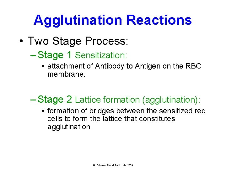 Agglutination Reactions • Two Stage Process: – Stage 1 Sensitization: • attachment of Antibody