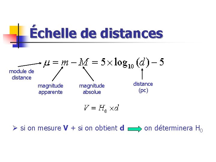 Échelle de distances module de distance magnitude apparente magnitude absolue Ø si on mesure