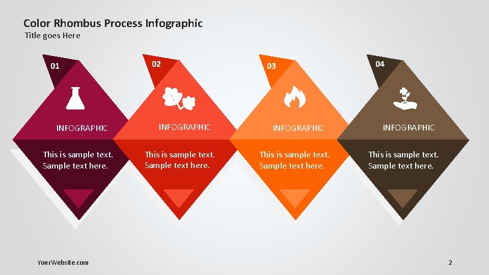 Color Rhombus Process Infographic Title goes Here 01 INFOGRAPHIC This is sample text. Sample