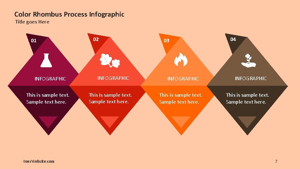 Color Rhombus Process Infographic Title goes Here 01 INFOGRAPHIC This is sample text. Sample