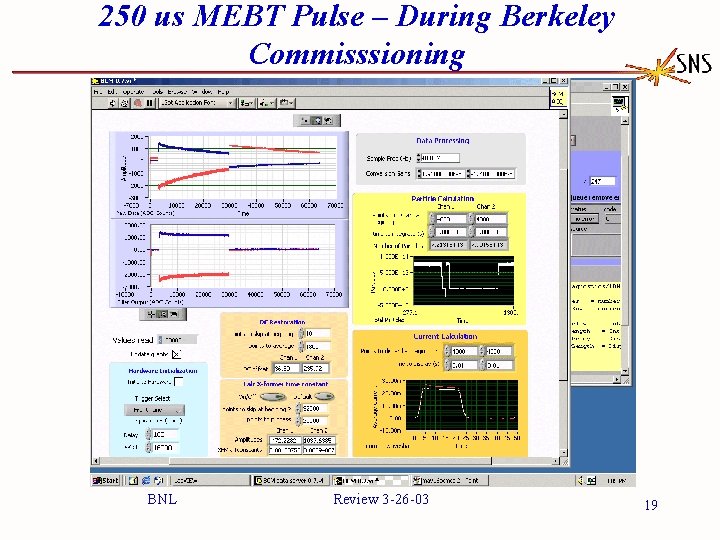 250 us MEBT Pulse – During Berkeley Commisssioning BNL Review 3 -26 -03 19