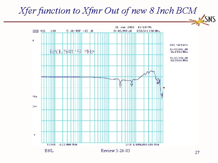 Xfer function to Xfmr Out of new 8 Inch BCM BNL Review 3 -26