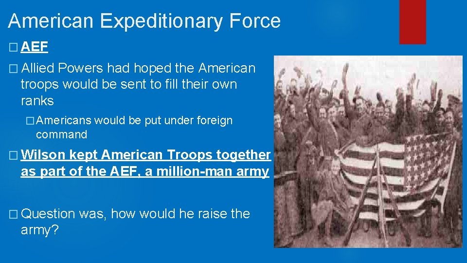 American Expeditionary Force � AEF � Allied Powers had hoped the American troops would