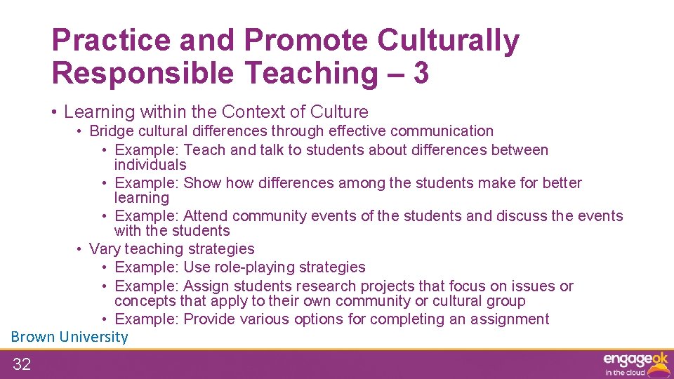 Practice and Promote Culturally Responsible Teaching – 3 • Learning within the Context of
