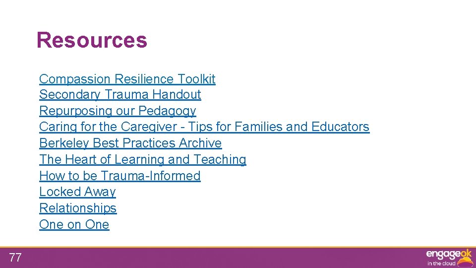 Resources Compassion Resilience Toolkit Secondary Trauma Handout Repurposing our Pedagogy Caring for the Caregiver