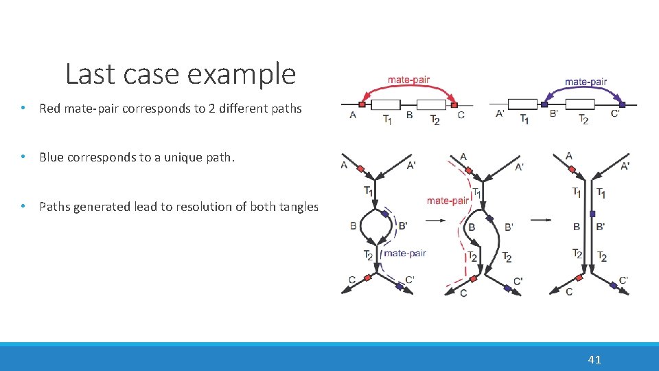 Last case example • Red mate-pair corresponds to 2 different paths • Blue corresponds